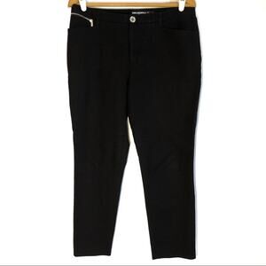 Karl Lagerfeld black slim stretch pants zip logo pockets solid minimalist 10